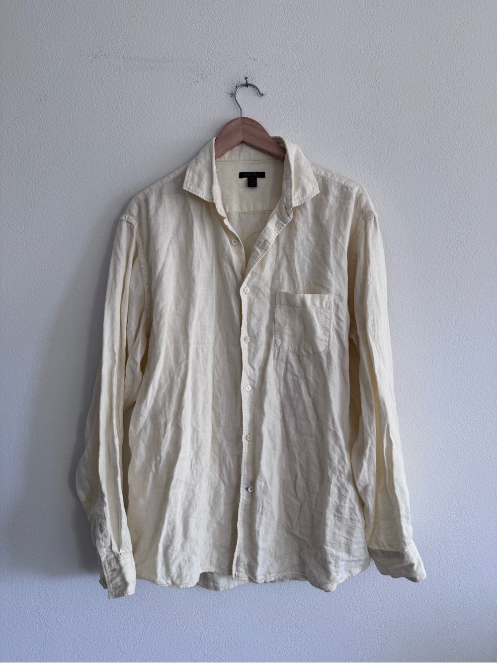 Martin Gordon Linen Button Down Shirt In Butter Yellow Size XL